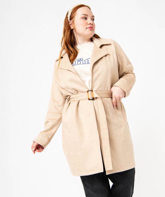 Trench en suédine avec ceinture femme grande taille vue2 - GEMO (G TAILLE) - GEMO