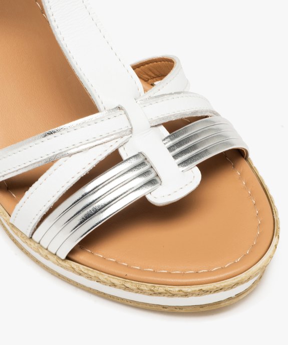 Sandales femme compensée avec brides en cuir détail métallisé - Taneo vue6 - TANEO - GEMO
