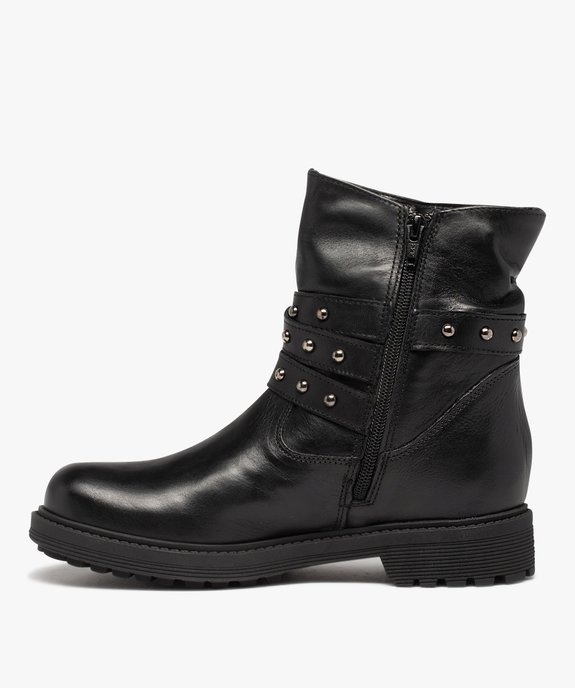 Boots femme style rock dessus cuir et clous - Tanéo vue3 - TANEO - GEMO
