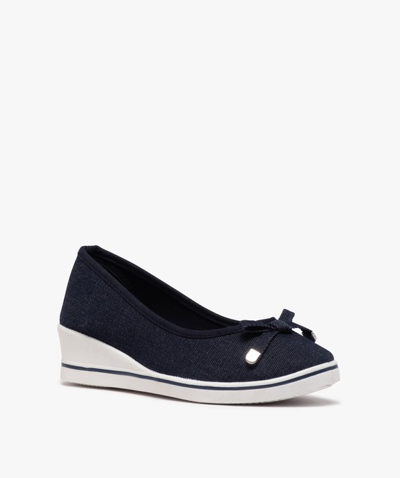 Ballerines femme en toile à talon compensé vue2 - GEMO 4G FEMME - GEMO