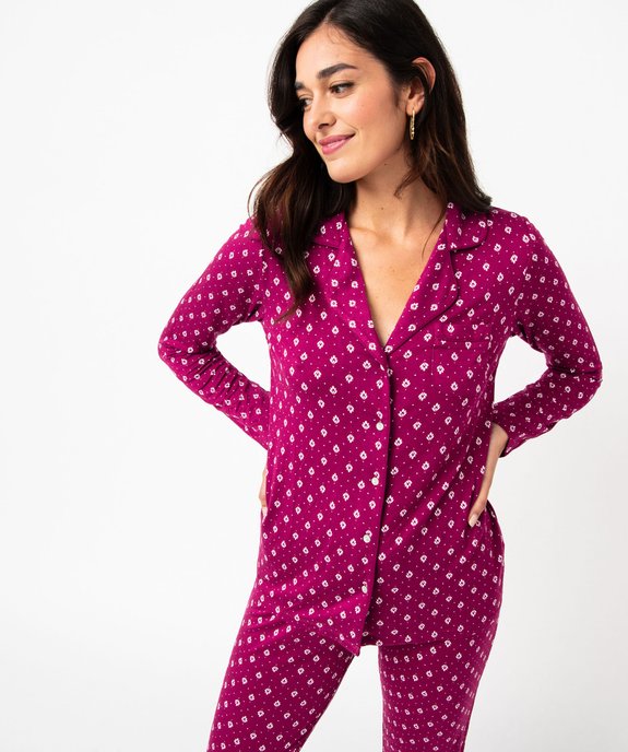 Pyjama deux pièces femme : chemise et pantalon vue5 - GEMO 4G FEMME - GEMO