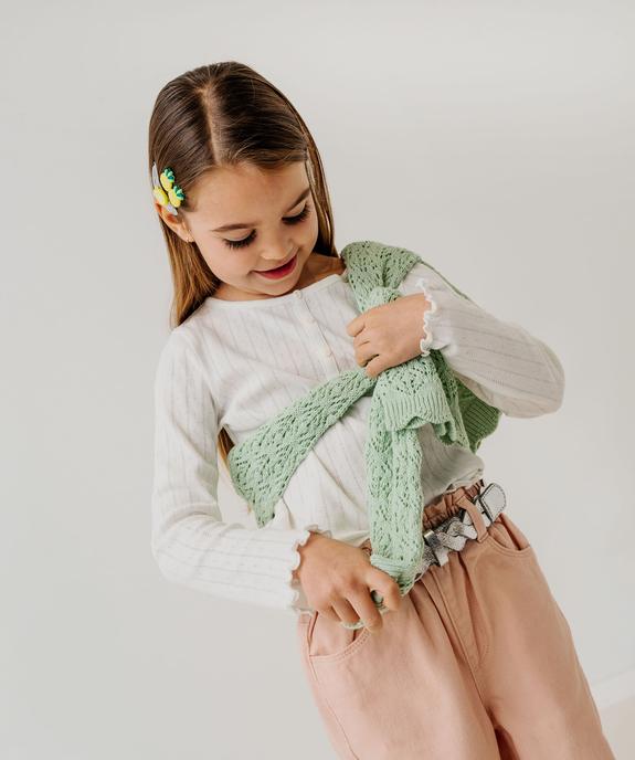 Tee-shirt manches longues finitions froncées fille vue5 - GEMO 4G FILLE - GEMO