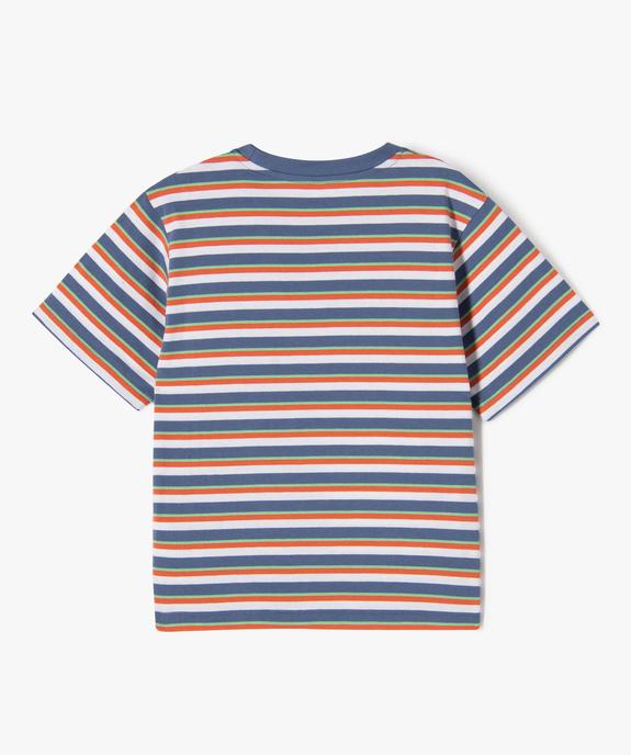 Tee-shirt manches courtes à rayures multicolores garçon vue4 - GEMO 4G GARCON - GEMO
