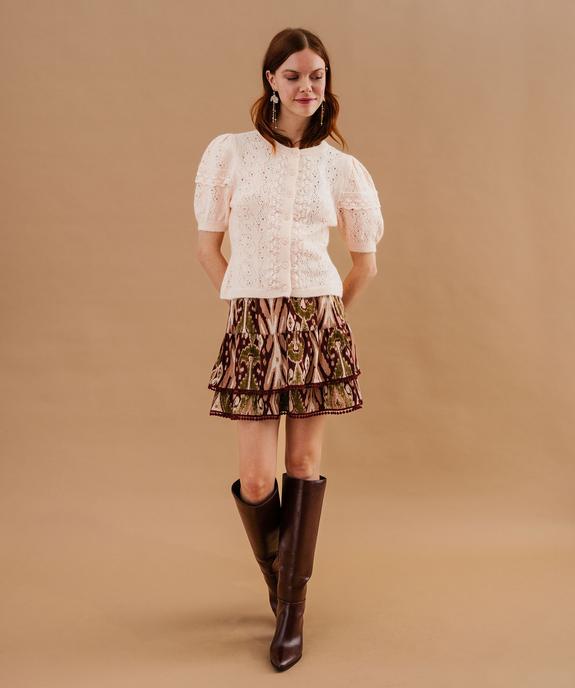 Jupe courte à volants et pompons femme vue1 - GEMO(FEMME PAP) - GEMO