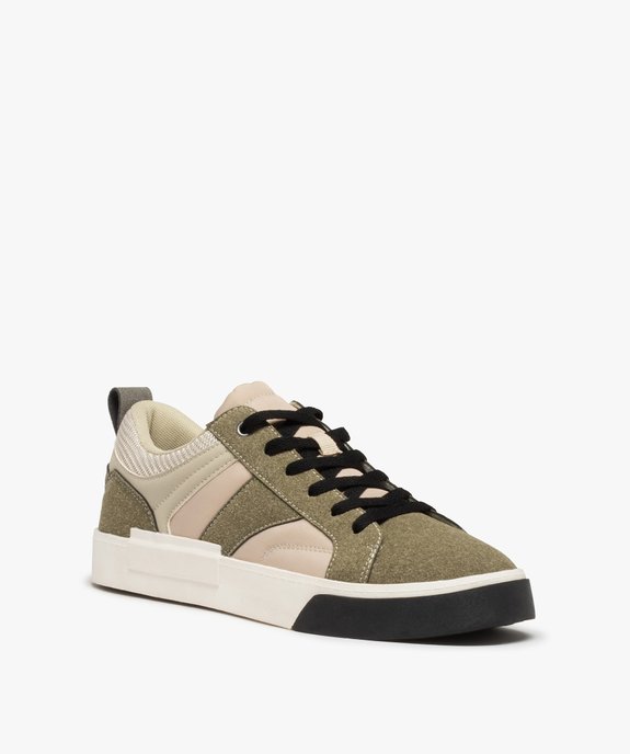 Baskets homme multicolores et multimatières à lacets vue2 - GEMO (CASUAL) - GEMO