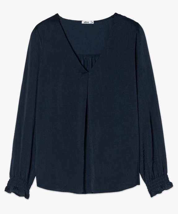 Blouse femme à manches longues avec col V vue4 - GEMO 4G FEMME - GEMO