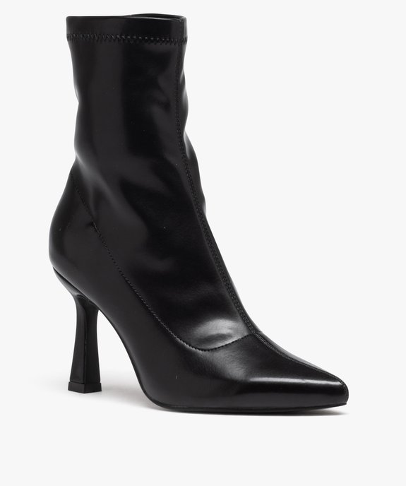 Boots femme unies à talon haut avec col élastique vue2 - GEMO(URBAIN) - GEMO