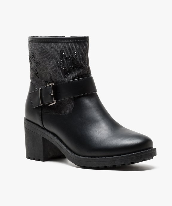 Boots bi-matières avec motif étoiles sur la tige vue2 - GEMO(URBAIN) - GEMO