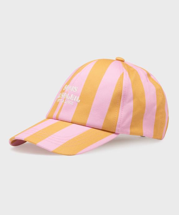 Casquette rayée avec message brodé femme vue1 - GEMO 4G FEMME - GEMO
