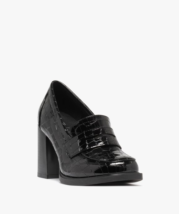 Mocassins à talon large en vernis texturé femme vue3 - FOLLOW ME - GEMO