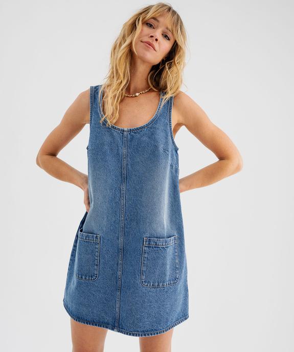 Robe en jean forme chasuble femme vue1 - GEMO(FEMME PAP) - GEMO