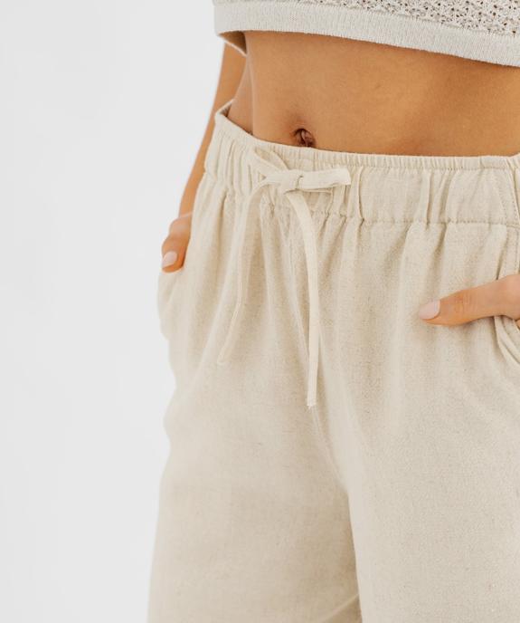 Pantalon large en viscose et lin avec taille élastiquée femme vue2 - GEMO 4G FEMME - GEMO