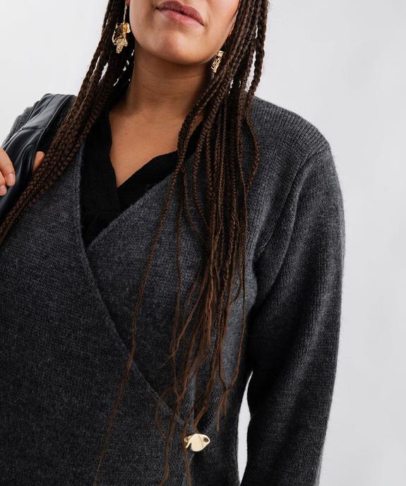 Gilet en grosse maille fermeture croisée femme grande taille vue2 - GEMO (G TAILLE) - GEMO