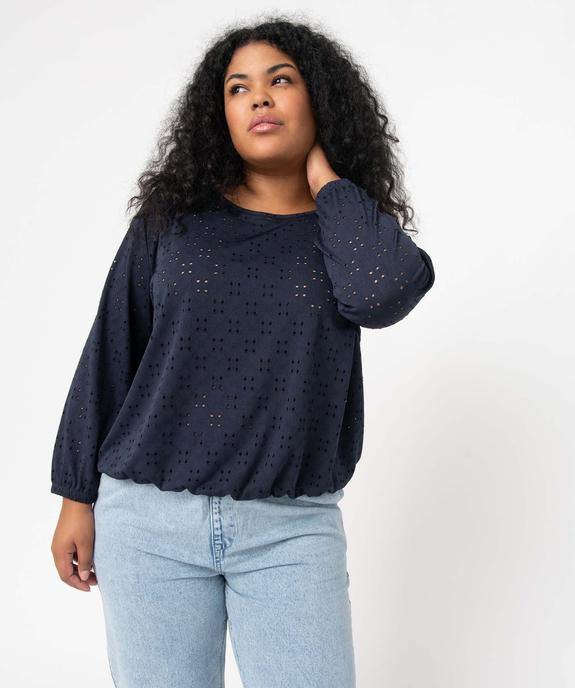 Tee-shirt femme grande taille ajouré à manches 3/4 vue1 - GEMO (G TAILLE) - GEMO