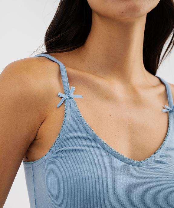 Nuisette à fines bretelles en maille côtelée femme vue2 - GEMO(HOMWR FEM) - GEMO