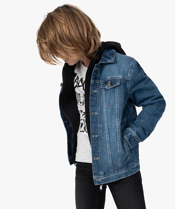 Veste en jean garçon avec surpiqûres contrastantes vue1 - GEMO (JUNIOR) - GEMO