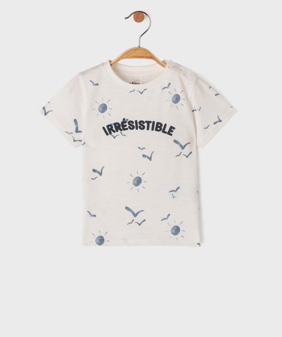 Tee-shirt manches courtes avec motifs et inscription bébé garçon vue1 - GEMO 4G BEBE - GEMO