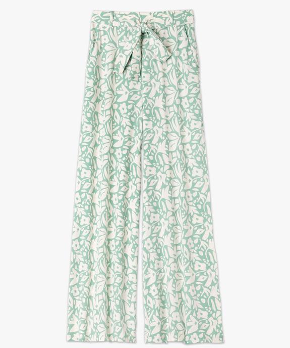 Pantalon large et fluide à taille haute ceinturée femme vue4 - GEMO 4G FEMME - GEMO