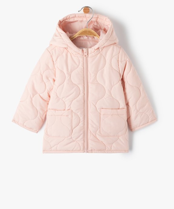 Blouson bébé fille matelassé à capuche vue1 - GEMO 4G BEBE - GEMO
