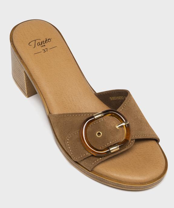Mules à petit talon dessus cuir femme - Tanéo vue5 - TANEO - GEMO