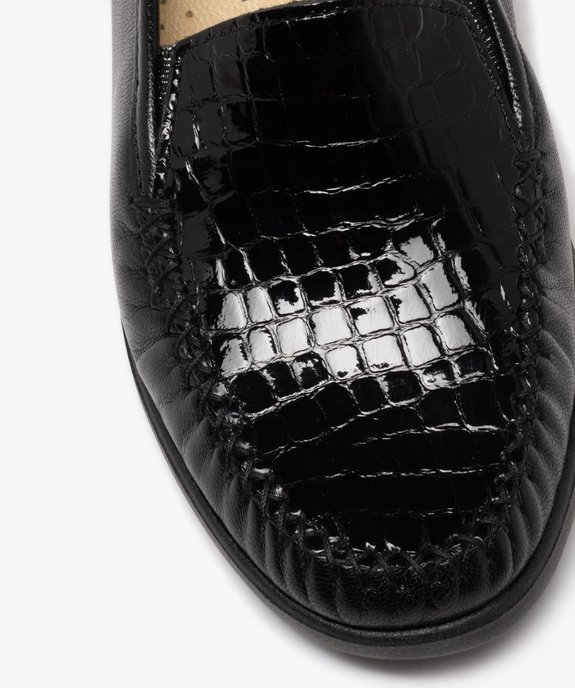 Mocassins femme à semelle compensée dessus en cuir uni et vernis effet reptile vue6 - GEMO 4G FEMME - GEMO