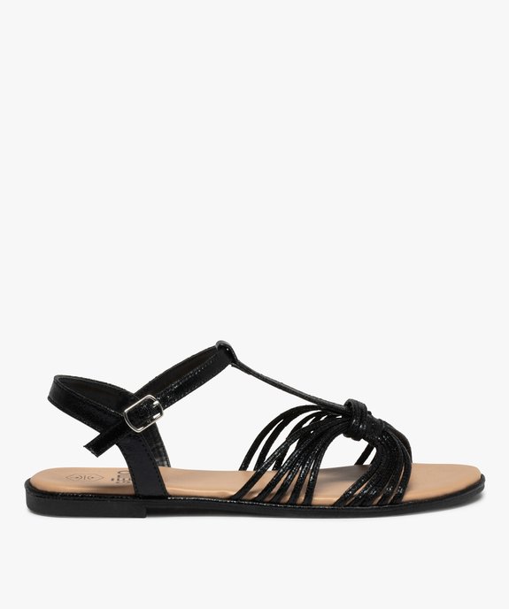 Sandales femme à talon plat et fines brides métallisées  vue1 - GEMO (CASUAL) - GEMO