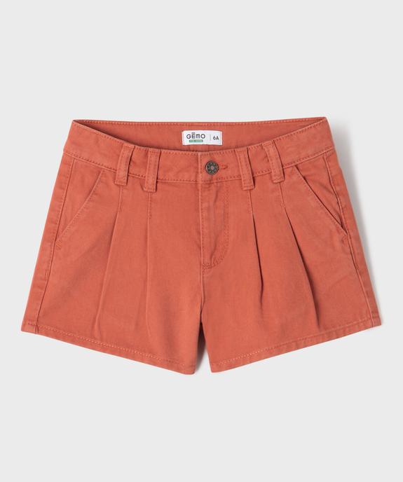 Short en coton pinces avec taille ajustable fille vue1 - GEMO 4G FILLE - GEMO