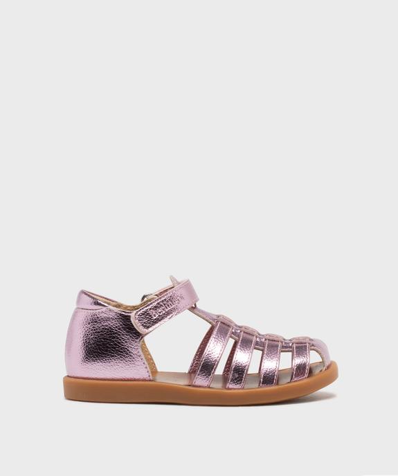 Sandales métallisées à talon et bout fermés fille - Berlingot by Pom d'Api vue1 - BERLINGOT BY POM D'API (M) - GEMO