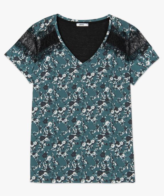 Tee-shirt femme à motifs fleuris et épaules en dentelle vue4 - GEMO(FEMME PAP) - GEMO