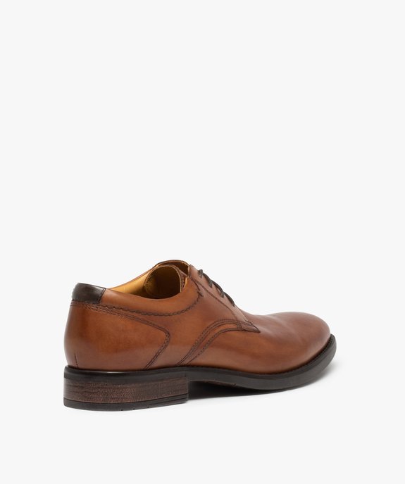 Derbies homme classiques à lacets dessus cuir uni vue4 - GEMO(URBAIN) - GEMO
