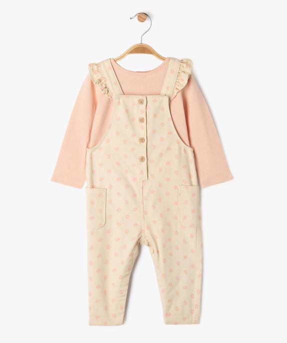 Ensemble 2 pièces salopette + tee-shirt manches longues bébé fille vue1 - GEMO(BEBE DEBT) - GEMO