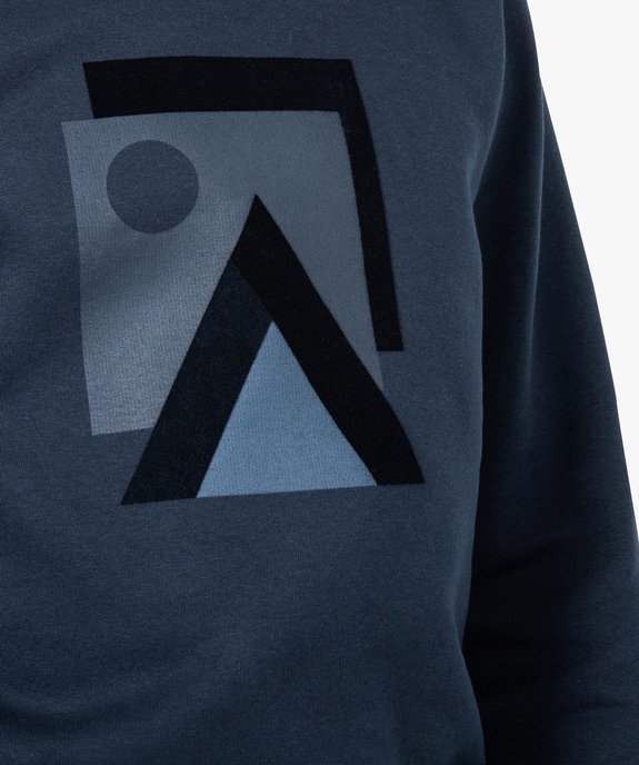 Sweat homme en molleton avec imprimé graphique en velours vue2 - GEMO (CASUAL) - GEMO