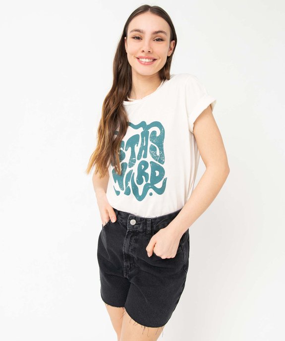 Tee-shirt femme imprimé à manches courtes vue1 - GEMO(FEMME PAP) - GEMO
