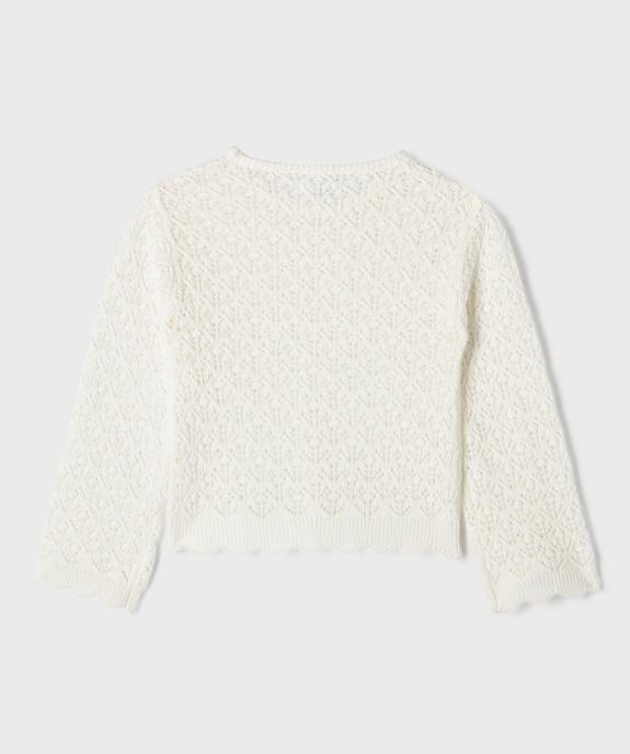 Pull en maille ajourée avec finitions dentelées fille vue4 - GEMO (ENFANT) - GEMO