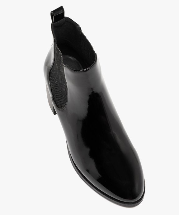 Bottines femme à talon carré dessus vernis style Chelsea détail pailleté vue6 - GEMO(URBAIN) - GEMO