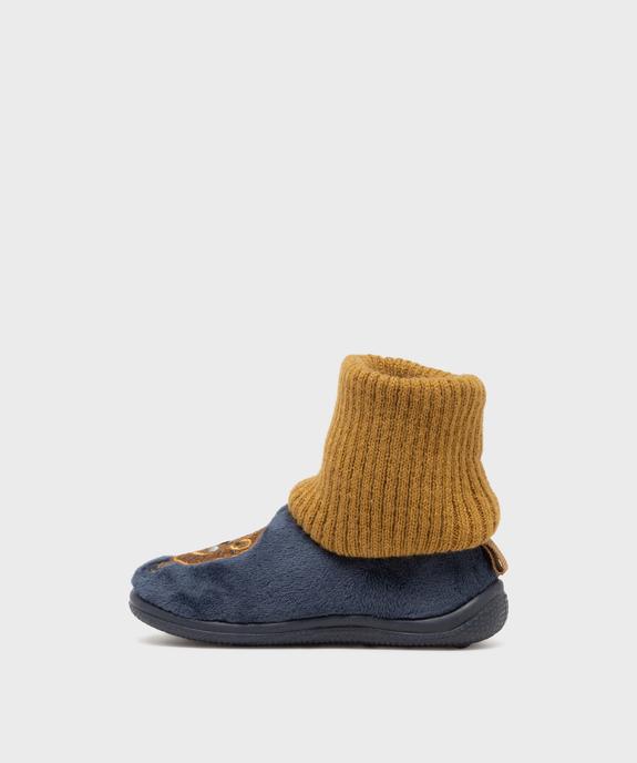 Chaussons en velours à tige montante en maille côtelée garçon vue3 - GEMO (ENFANT) - GEMO