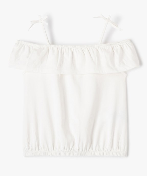 Tee-shirt fille à épaules dénudées et volant vue1 - GEMO (ENFANT) - GEMO