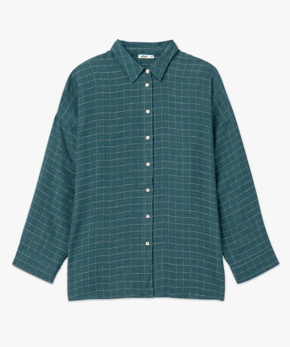 Chemise femme fluide à carreaux dorés vue4 - GEMO (G TAILLE) - GEMO