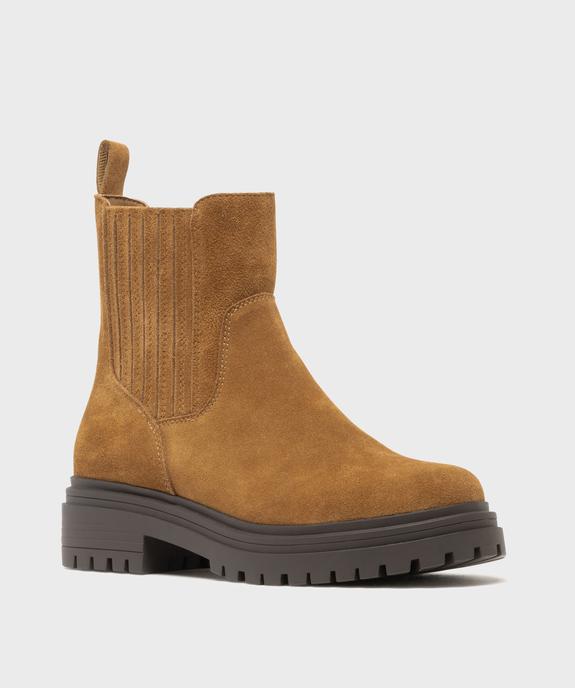 Boots dessus cuir velours avec élastique latéral et semelle crantée femme - Tanéo - TANEO Boots dessus cuir velours avec élastique latéral et semelle crantée femme - Tanéo vue2 - TANEO - GEMO