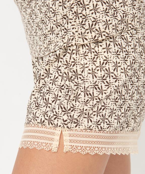 Short de pyjama en maille fluide avec bas en dentelle femme vue2 - GEMO 4G FEMME - GEMO