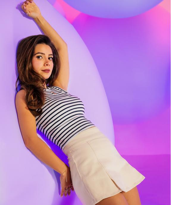 Débardeur rayé en maille côtelée fille - LuluCastagnette X Alizée vue1 - LULU CASTAGNETTE G4G D - GEMO