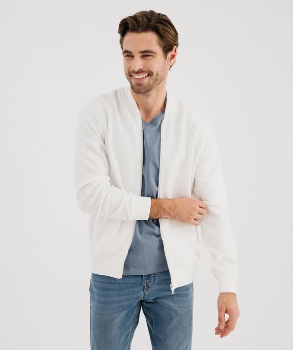 Sweat zippé en maille texturée homme vue1 - GEMO (HOMME) - GEMO