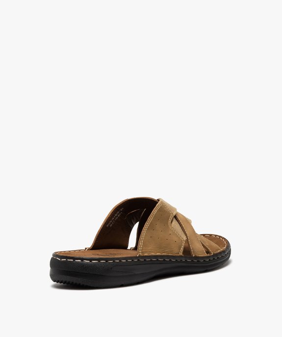 Mules homme avec brides croisées bi-matières vue4 - GEMO 4G HOMME - GEMO