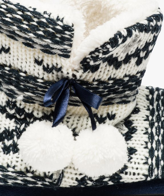 Chausson femme montants en maille jacquard à pompons vue6 - GEMO(HOMWR FEM) - GEMO