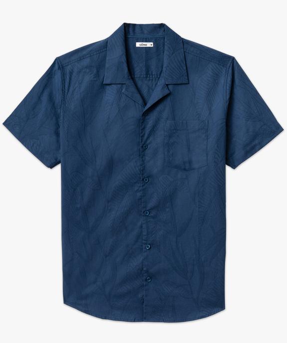Chemise manches courtes col cubain imprimé feuillage en relief homme vue4 - GEMO (HOMME) - GEMO