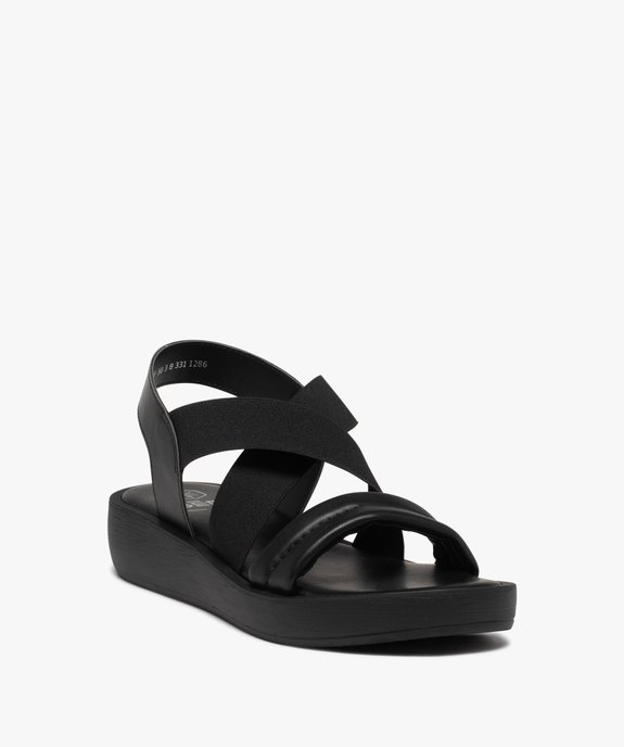 Sandales femme unies à brides élastiquées vue2 - GEMO (CASUAL) - GEMO