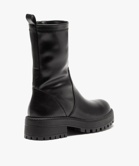 Boots femme unies à talon plat et semelle crantée vue5 - GEMO (CASUAL) - GEMO
