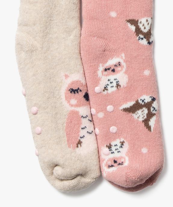 Chaussettes d’intérieur antidérapantes à motifs chouettes fille (lot de 2) vue2 - GEMO 4G BEBE - GEMO