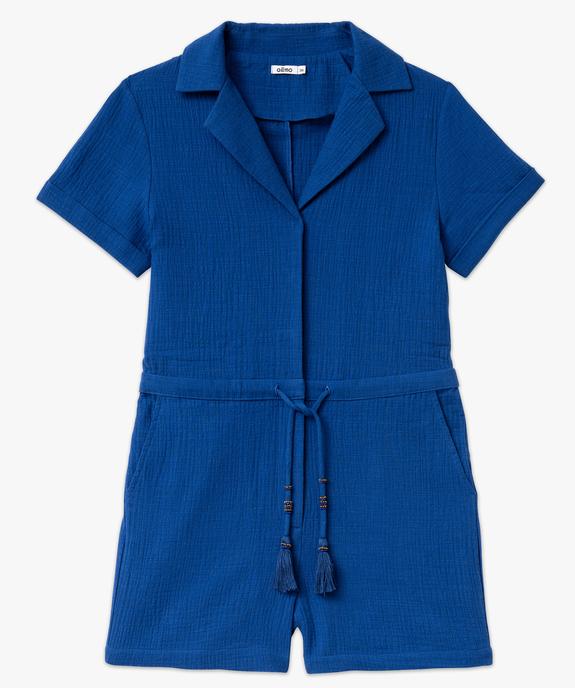 Combishort en gaze de coton avec col tailleur femme vue4 - GEMO(FEMME PAP) - GEMO