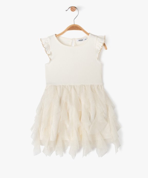 Robe de cérémonie avec jupe en tulle pailleté bébé fille vue1 - GEMO(BEBE DEBT) - GEMO